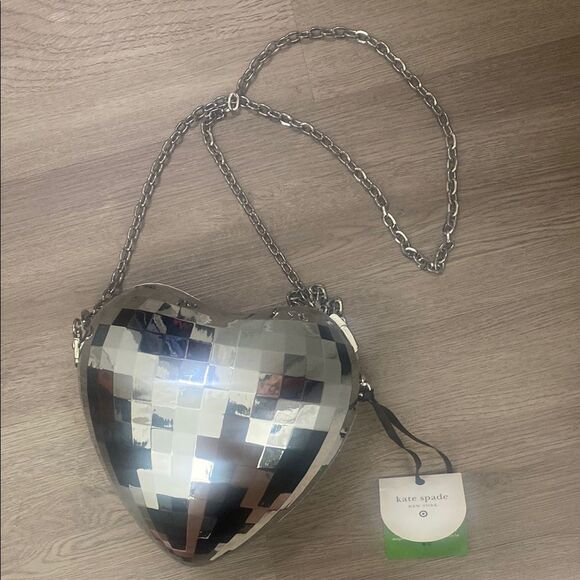 Kate Spade Silver Crossbody Bag with Reflective Mosaic Design - Picture 1 of 4